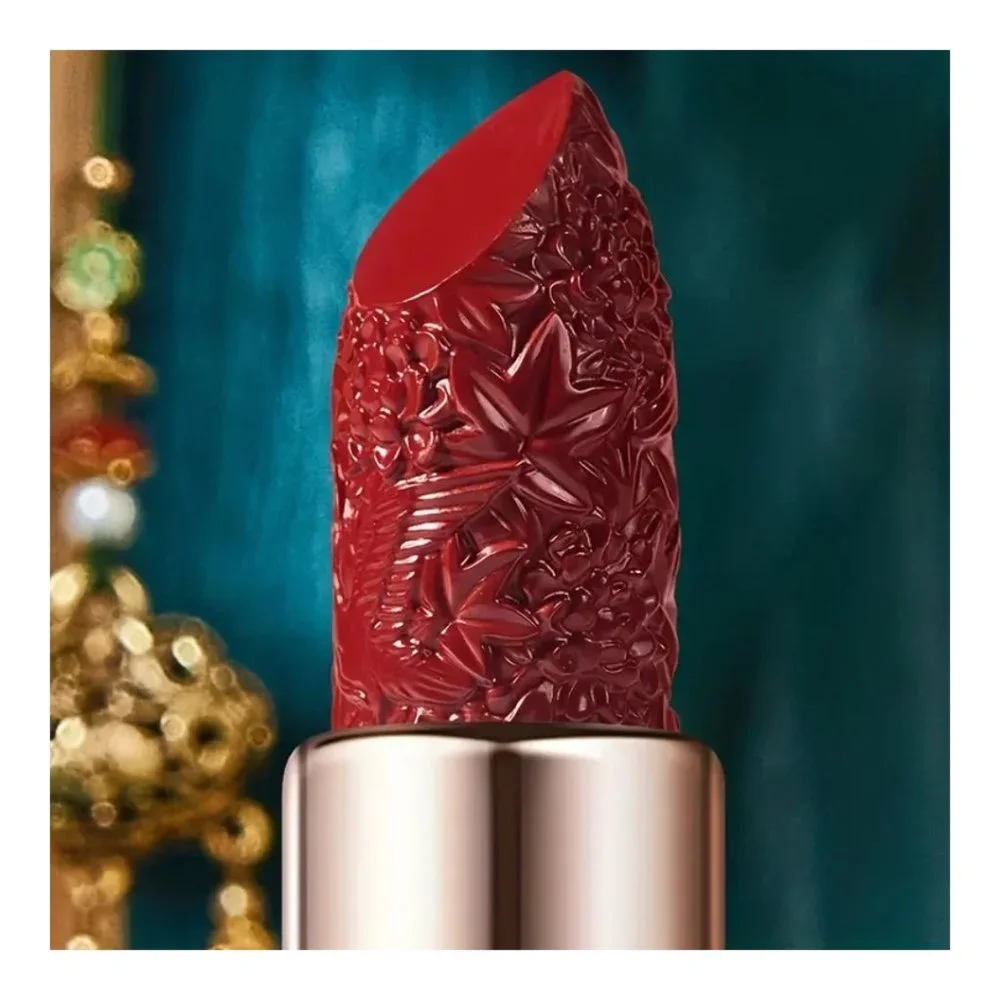 Luxury Blue Silver Ocean Cased Carved Velvet Red Tomato & Brown Lipsticks - Picture 7 of 13